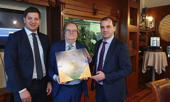 Belgian Ambassador Hugo Brauwers at the Diplomatic Economic Club, Thomas Castrel  and Jean-Philippe Schklar 