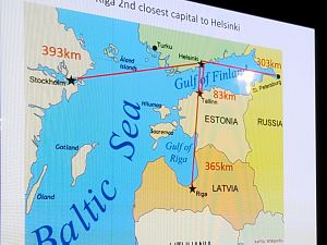 Meeting at the Diplomatic Economic Club. Distances from Helsinki.