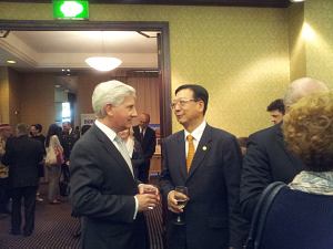 The ambassador of Switzerland Markus Niklaus Paul Dutly, and the ambassador of PRC Yang Guoqiang