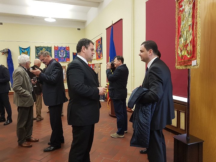 Ambassador of Romania to Lithuania and Latvia Dan Adrian Balanesku and Ambassador of Georgia Teimuraz Janjalia. Exhibition in Riga