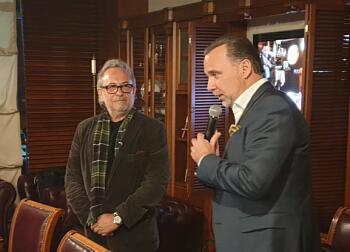 Peteris Schmidre and Andrei Pavlov at a meeting at the Diplomatic Economic Club