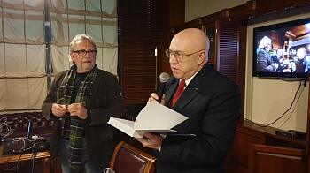 Peteris Schmidre and Janis Lelis at a meeting at the Diplomatic Economic Club