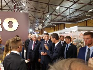 Exhibition Riga Food 2016. The President of Latvia, the Ambassador of Italy, Minister of agriculture visiting the exhibit stand of Italian exhibition