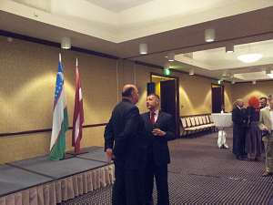 Reception of the Embassy of Uzbekistan in Riga on 18.09.2014. The Ambassador of France H.E. Mr Stéphane Visconti, and Ambassador of Moldova H.E. Mr Alexei Cracan 