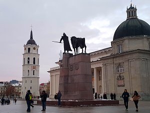  Kluba biedru tikšanās Viļņā. Ģedimina piemineklis.